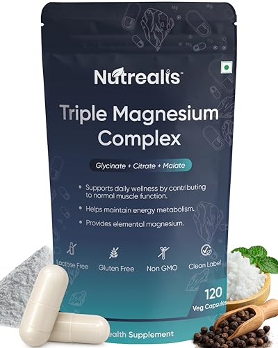 Image of Triple Magnesium Complex | 120 Veg Capsules | Magnesium Glycinate, Citrate & Malate with Zinc | High Absorption Magnesium Supplement for Sleep, Muscle, Stress & Energy Support