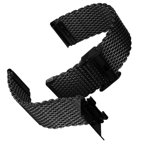 Image of DBLACK ''BONEZ'' Mesh Chain Stainless Steel Watch Belt, Ergonomic & Breathable Design Watch Strap / / For 08mm, 10mm, 12mm, 14mm, 16mm, 18mm, 20mm, or 22mm Watch Band (Black, Choose Your Size)