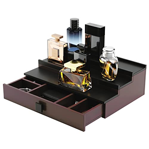 Hotcan Wooden Cologne Organizer For Men - 3 Tier Perfume Organizer With Drawer And Hidden Compartment - Perfect For Organizing And Storing Colognes And Accessories - A Great Gift For Men #TOP29