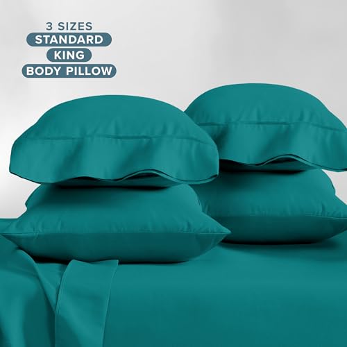 Image of Bare Home Microfiber Bulk Pillow Cases - Standard /Queen Size Set of 4 - Cooling Pillowcases - Double Brushed - Emerald Pillowcases 4 Pack - Easy Care (Standard - 4 Pack, Emerald)