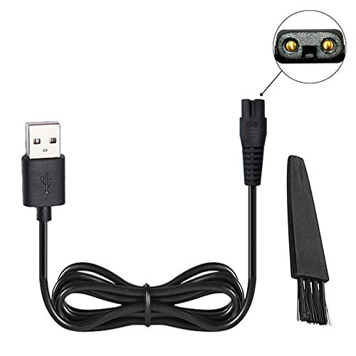 Shaver Head Replacement Charger and Brush for Electric Solo Shaver Cleaning Bursh USB Data Cable Power Trimmer Solo Head Replacement Charge Line (1Shaver Cord& Brush)