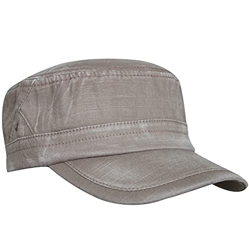 Men's Cotton Flat Top Peaked Baseball Twill Army Military Corps Hat Cap Visor