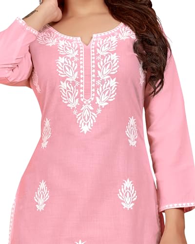 Image of Women's Rayon Chikankari Embroidered Short Kurti | Lucknowi Work Kurta