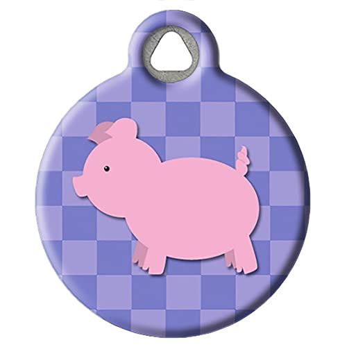 Dog Tag Art Cute Animal Custom Pet ID Tag for Dogs and Cats, Personalized Dog Tag with Customized Identification Information, Lil Piggie, Small (7/8