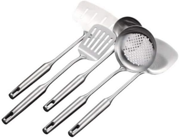 304 Stainless Steel Kitchen Utensil Set With Long Handle – Spatula, Soup Ladle, Cooking Tools