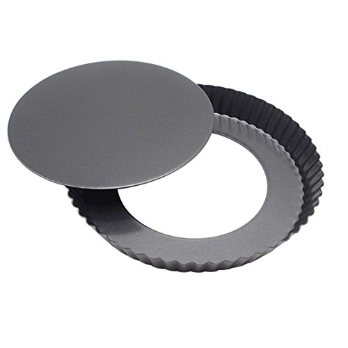 Teglia antiaderente e a rilascio rapido, con fondo rimovibile, per torte, quiche e crostate rotonde, con Rem, 23 cm - immagine 3