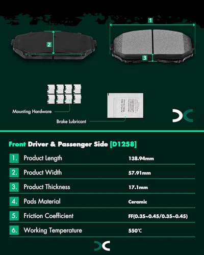 Image of SCITOO D1258 D1934 8PCS Front and Rear Ceramic Brake Pad Sets | Fit 2016-2022 For Mazda For For CX-9 2.5L