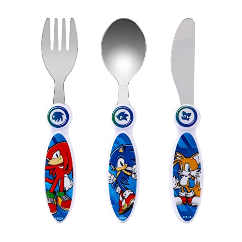 Kids Cutlery Set – 3PCS Childrens Toddler Dinnerware Set Gift for Boys & Girls, Includes Knife, Fork & Spoon, Travel Cutlery Set for Kids (Sonic The Hedgehog)