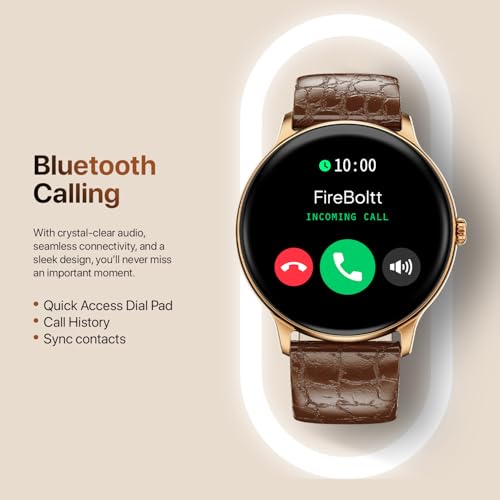 Image of Fire‑Boltt Phoenix Classic Round Smart Watch 1.39″ HD Display with Bluetooth Calling,AI Voice Assistant,SpO2 & Heart Rate Monitor, 120+ Sports Modes,IP67 Waterproof Smart Watch for Men & Women - Brown