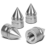 Impaler Spike Style Polished Aluinum Silver Tire Vavle Stem Caps (Pack of 4)