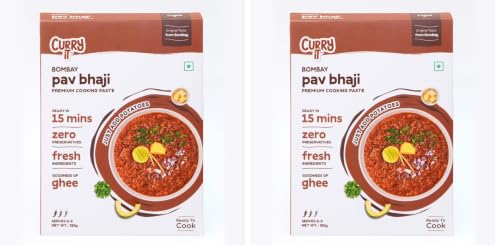 Image of CURRYiT Instant Bombay Pav Bhaji Masala Curry Paste | Just Add Aloo (Potato) | Ready in 15-30 Mins | Indian Food Made with Ghee | No Preservatives | Ready To Cook Indian Masala Wet Marinade 120g