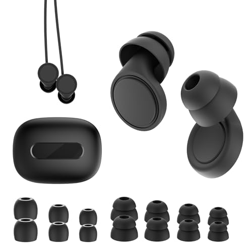 Bouchons d'oreilles, bouchons d'oreille réutilisables antibruit avec 7 paires d'embouts en...