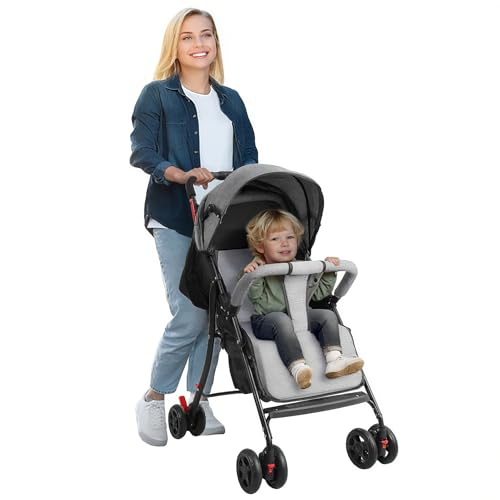 Travel Baby Stroller, One-Hand Folding, Grey