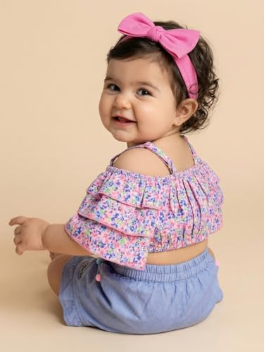 Image of Nautinati Baby Girls Cute Printed Top and Shorts Clothing Set | Age 0-3 Years