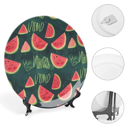 Assiette décorative en céramique imprimée melon avec support pour salon - 5
