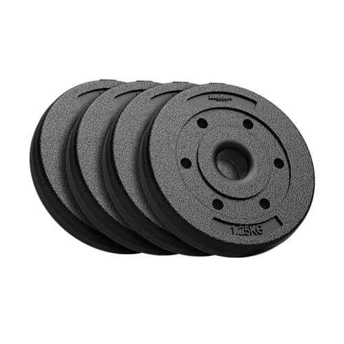 Zementgefülltes Hantelscheiben-Set 4x1,25 kg, Loch 31 mm, REBEL ACTIVE...