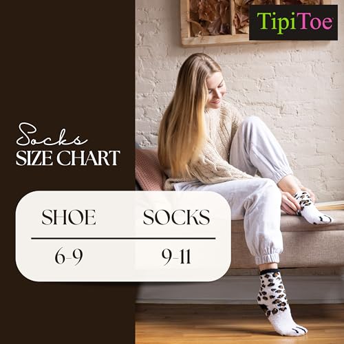 Tipi Toe Women's 3 & 6-Pairs Cozy Microfiber Soft Anti-Skid Fuzzy Crew Socks4