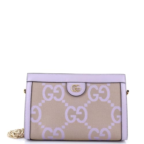 Pre-Loved Ophidia Chain Shoulder Bag Jumbo GG Canvas with Leather Small, Purple