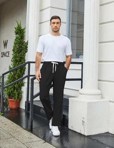 COOFANDY Men's Knit Sweatpants Lightweight Open Bottom Casual Pants Drawstring Jogger Yoga Pants with Pockets4