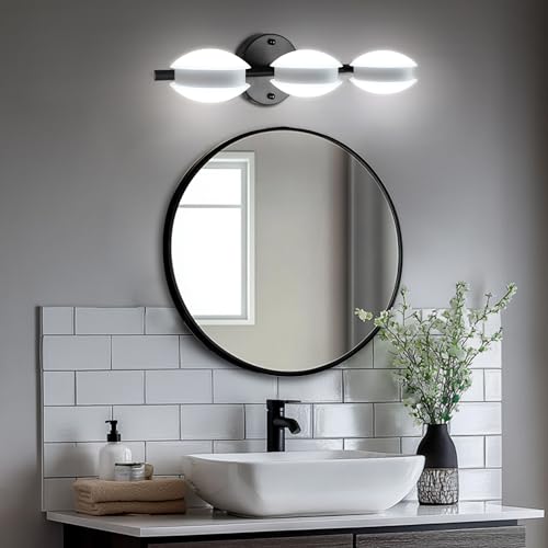 Image of redaica Vanity Lights Bathroom Lighting Fixtures Over Mirror, 3 Color Temperatures Modern Mirror Lights, 3 Rotatable Light Head Vanity Light Wall Sconce Matte Black