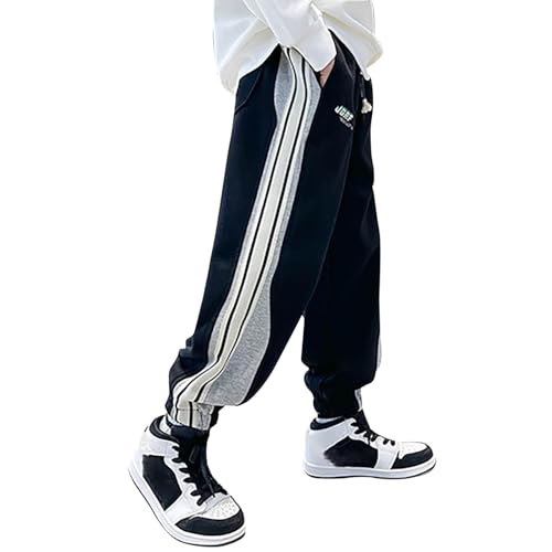 Genérico Mayas 4 Pantalones Deportivos para niños, Ropa Deportiva para niños, Pantalones Deportivos para niños con Bolsillo con Cremallera y cordón Ajustable Mayas 8 (Black, 14-15 Years)