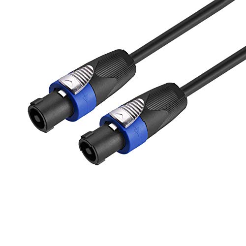 pro 50 feet 12awg speakon to speakon cable - heavy duty 50ft 12 gauge speaker wire cord with twist lock for audio amplifier - single