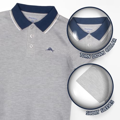 Image of Tommy Bahama Boys Short Sleeve Classic Polo Shirt & Elastic Waist Shorts Set, Casual 2-Piece Back to School Outfit for Kids