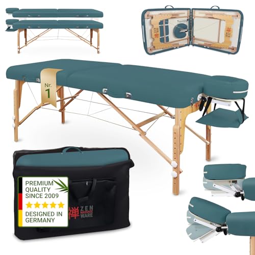 Zen Table de Massage Pliante Professionnelle, réglable en Hauteur, Bois Massif, Coins arrondis, Mobile & Stable, Facile à Transporter, compacte, Usage...