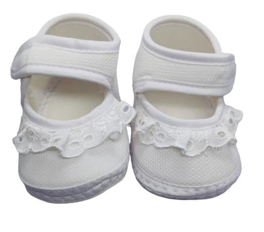 Suman Trader Baby Shoes for Girls Soft Cotton Booties Comfortable Slip On First Walking Foot with EVA Sole White 3-6 Months-image-29