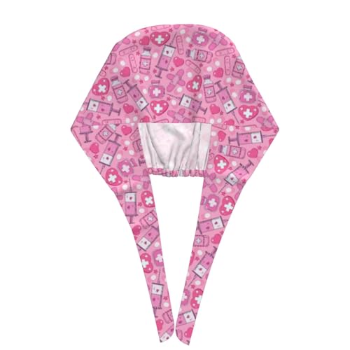 Image of Working Cap Scrub Cap with Sweatband Adjustable Unisex Tie Back Hat for Cleaning Farm Nursing