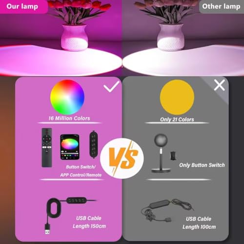 Image of Sunset Lamp Projector with Remote Control, Multiple Colors LED APP Control Sunset Light Three Control Methods Night Light for Room Decor /Christmas Gift /Photography /Party /Bedroom Decor