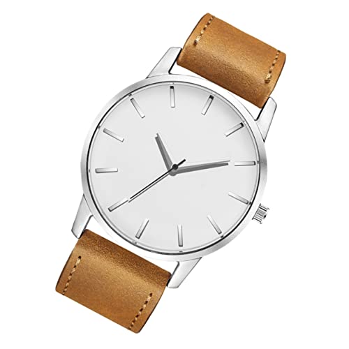 POPETPOP メンズ腕時計 ビッグダイヤル Puレザー紐 カジュアルファッション マットバンド 腕時計 男性用 ビジネスや日常使いに