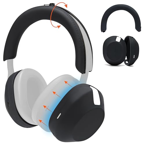 WC ShellZ XM5 - Protective Headphone Exterior Shell & Headband Covers for Sony WH1000XM5 Made by Wicked Cushions | Made with Premium Silicone | Black