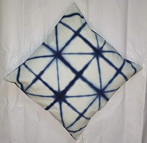 HomeDecorShopieCoussin Tie Dye, Housse de Coussin Indigo 16 x 16, taie d'oreiller décoratif Shibori, Coussins extérieurs Indiens, Oreiller Boho (1) Cover