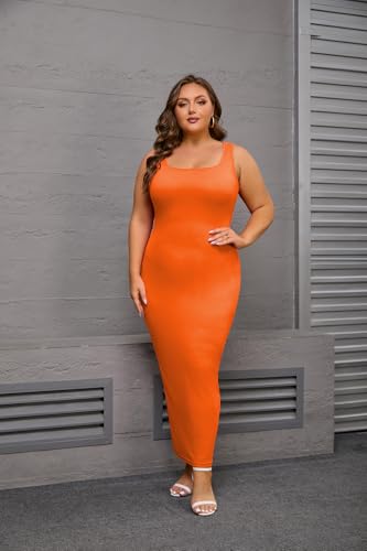 Image of YeGine Women Plus Size Sleeveless Bodycon Maxi Dresses Sexy Slim Tank Dresses