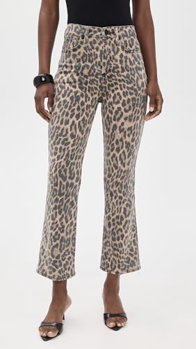 Good American Women's Good Standard Kick Flare Leopard Jeans2