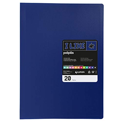 Grafoplas 1471330 Hüllenmappe verschweißt, 30 transparente Hüllen, Folien-Format, Blau matt, Polyplasen Like