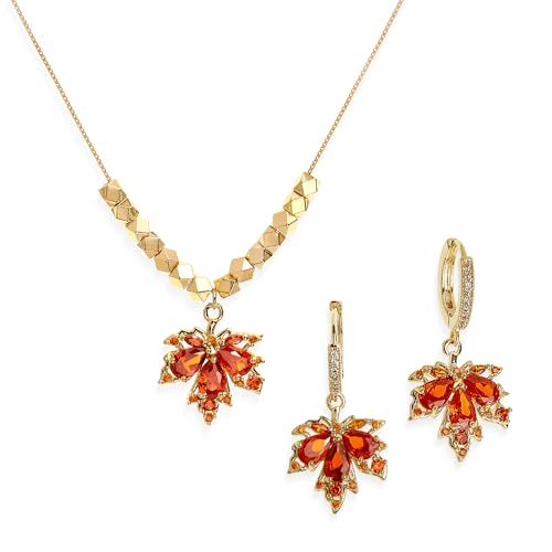 Gold Silver Stud Earrings Pendent Necklace Sets for Women, Dainty Rhinestone Crystal Necklace Earing Jewelry Set Wedding Accessories Fashion Holiday Gift