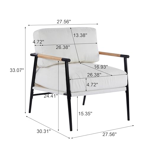 Sillón Moderno Blanco con Estructura de Metal miniatura 2