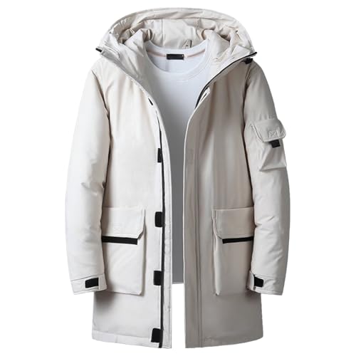 Doudoune longue homme à capuche manteau hiver chaud léger zippé