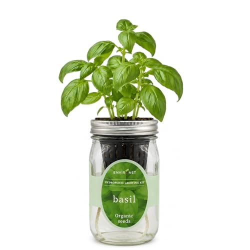 Environet Hydroponic Growing Kit, Self-Watering Mason Jar Herb Garden Starter