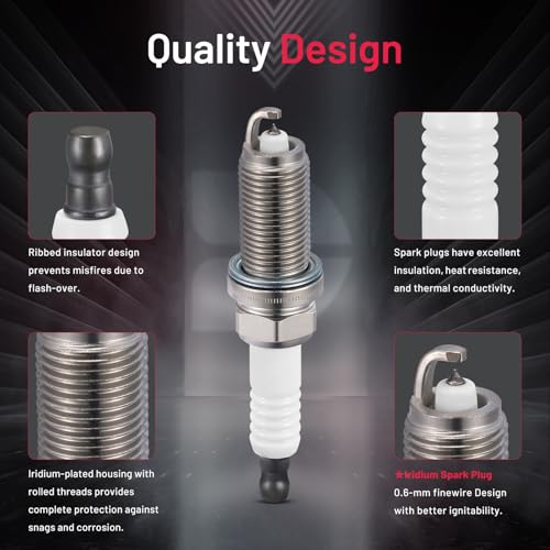 Image of BDFHYK 6240 Iridium Spark Plugs Compatible with INFINITI for Nissan FX35 FX45 G35 I35 M35 M45 Q45 QX4 QX56 350Z Altima Armada Frontier Maxima Murano Quest TITAN Xterra PLFR5A-11 Set of 6