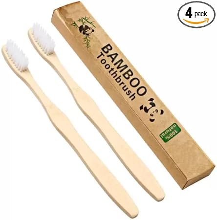 SQUICKLE Organic Bamboo Toothbrush for Adults & Kids | Toothbrush with White Medium Bristles with antibacterial and biodegradable Bamboo Handle | Eco-friendly & Natural (4)