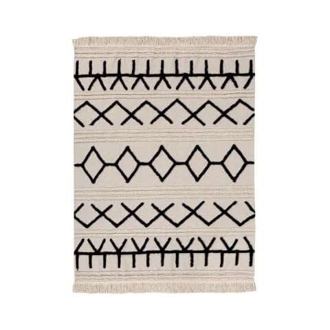 Lorena Canals - Alfombra Lavable Bereber Canvas - Natural, Negro Cover