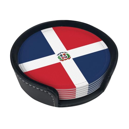 Lot de 6 dessous de verre ronds à motif République dominicaine, adaptés pour la décoration de la maison ou de la table basse