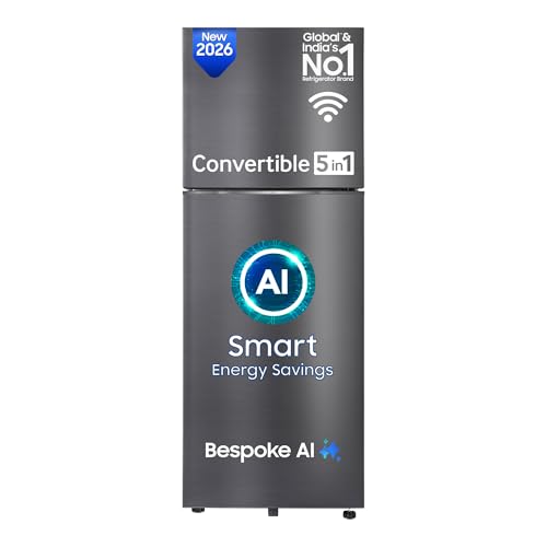 Samsung 396 L, 3 Star, Convertible 5-in-1, Digital Inverter, Frost Free Double Door, Bespoke AI WiFi Refrigerator (RT41HG6A23B1HL, Black DOI, 2026 Mod