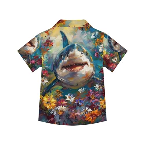 Image of PinUp Angel Funky Casual Hawaiian Shirt Kids Boys Girls Art Oil Painting Animal Pattern Short Sleeve Unisex Beach Shirt