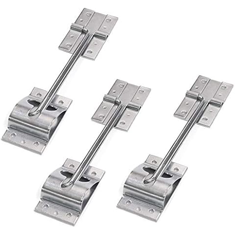 Red Hound Auto 3 Metal T-Style Door Holder Entry Door Catches 6 Inch Long Compatible with RV Trailer Camper Exterior Door Hold Hook & Keeper Hardware Zinc Plated Steel Cover