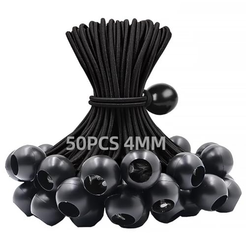 Eurtes Spanngummis mit Kugel 50 Stück Planenspanner mit Kugel 15cm Zeltgummis Expanderschlinge Zelt Gummispanner mit Kugel Spanngummi Kurz für Planen Pavillons Banner Anhängernetze (Schwarz)