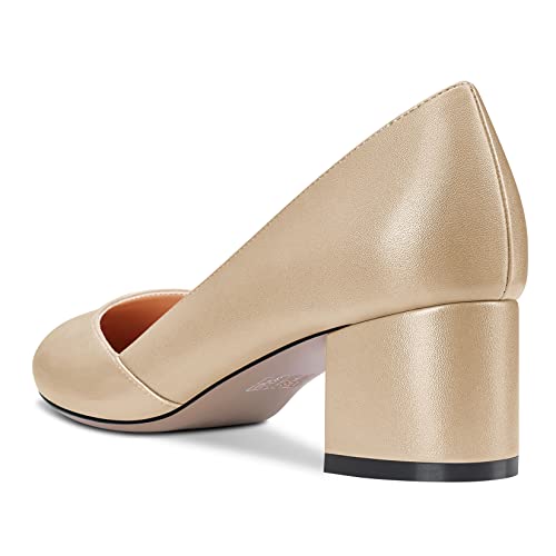 Castamere Women Chunky Block Low Heel Pumps Slip-on Classic Cute Dress 2.0 Inches Heels Close Round Toe Shoes3